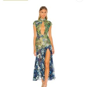 Kim Shui Green and Blue High Low Dress